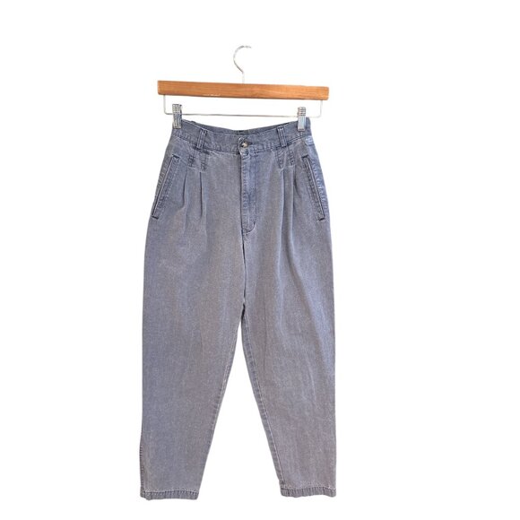 Vintage The North Face Womens Size 6 High-Waisted Pleated Blue Denim Tapered Pan - Picture 1 of 7